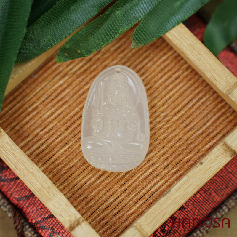 Mặt Phật bản mệnh Bất Động Minh Vương (Dậu) mã não trắng 37mm