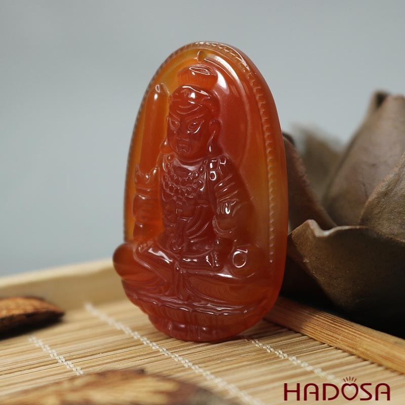 Mặt Phật bản mệnh tuổi Dậu đá mã não đỏ 49x31x8mm