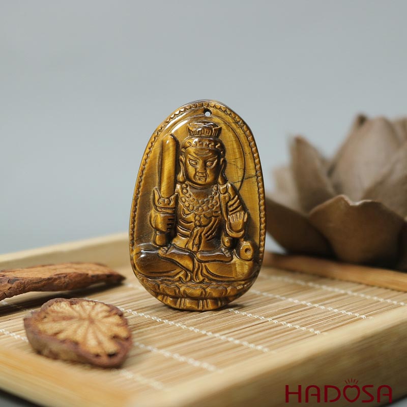 Mặt đá Mắt Hổ vàng nâu Bất Động Minh Vương (Dậu) 44*29*11mm