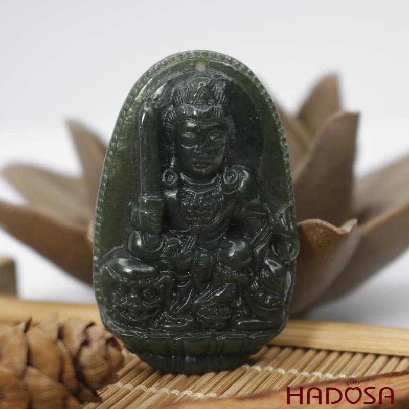 Mặt Phật bản mệnh tuổi Mão cẩm thạch 47x31mm 2A