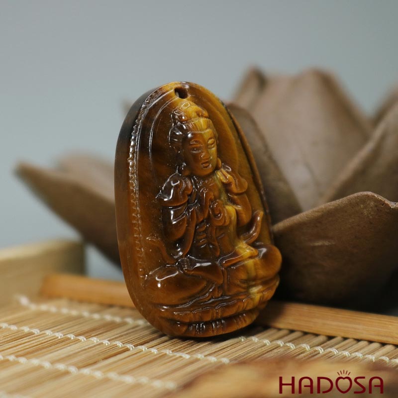 Mặt đá Mắt Hổ vàng nâu Như Lai Đại Nhật (Mùi, Thân) 36*24*8mm