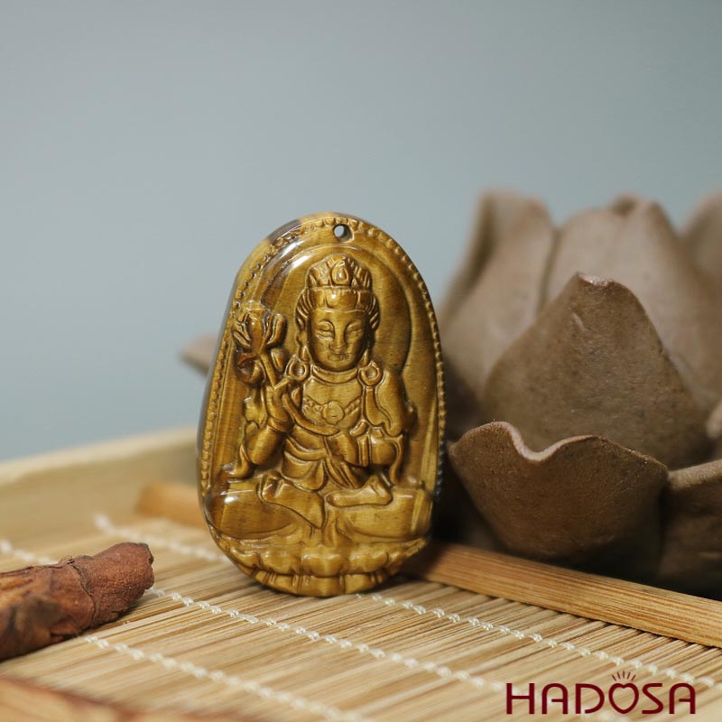 Mặt đá Mắt Hổ vàng nâu Đại Thế Chí (Ngọ) 36*24*8mm