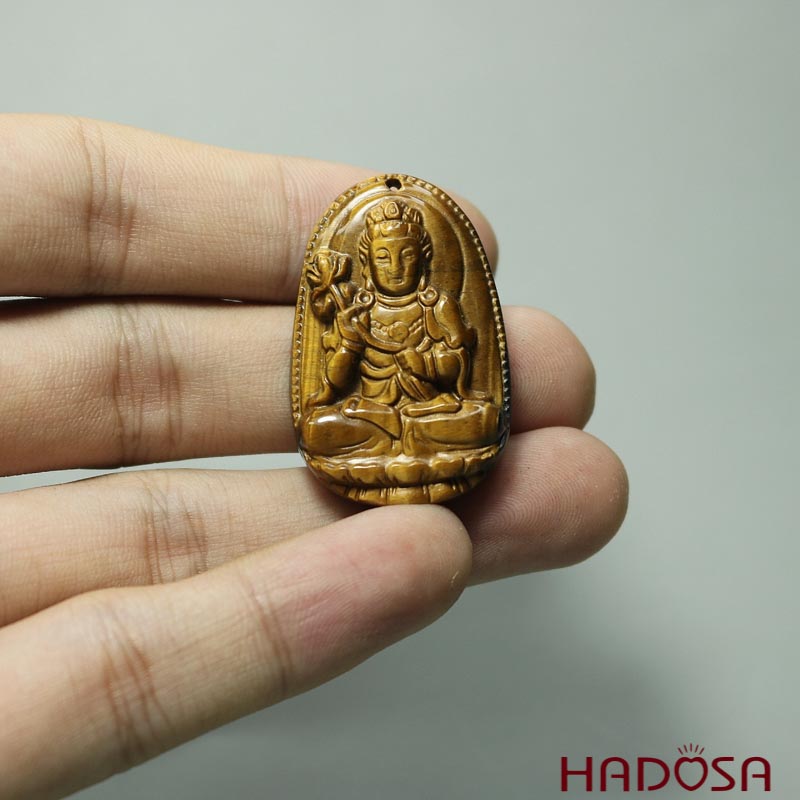 Mặt đá Mắt Hổ vàng nâu Đại Thế Chí (Ngọ) 36*24*8mm