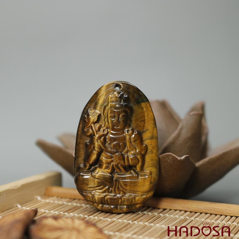 Mặt đá Mắt Hổ vàng nâu Đại Thế Chí (Ngọ) 44*29*11mm