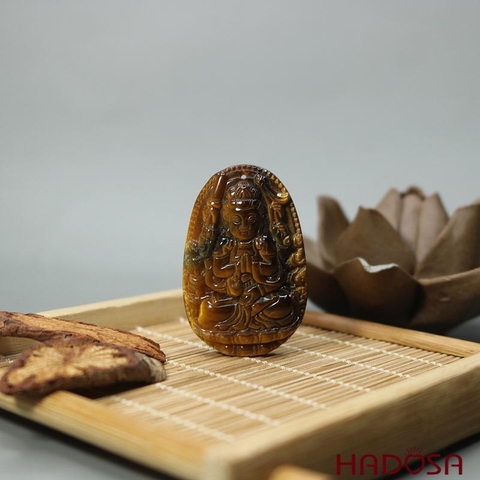 Mặt đá Mắt Hổ vàng nâu Thiên Thủ Thiên Nhãn (Tý) 44*29*11mm