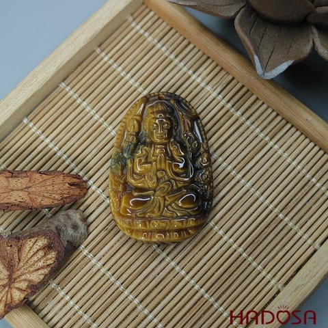 Mặt đá Mắt Hổ vàng nâu Thiên Thủ Thiên Nhãn (Tý) 44*29*11mm