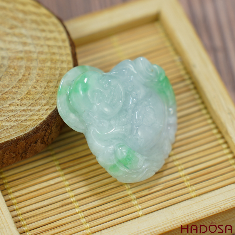 Mặt Di Lặc Cẩm Thạch trắng vân lý 35x35x9mm