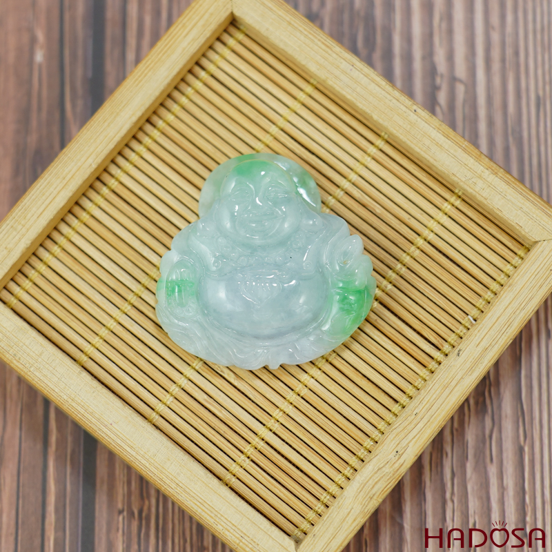 Mặt Di Lặc Cẩm Thạch trắng vân lý 35x35x9mm