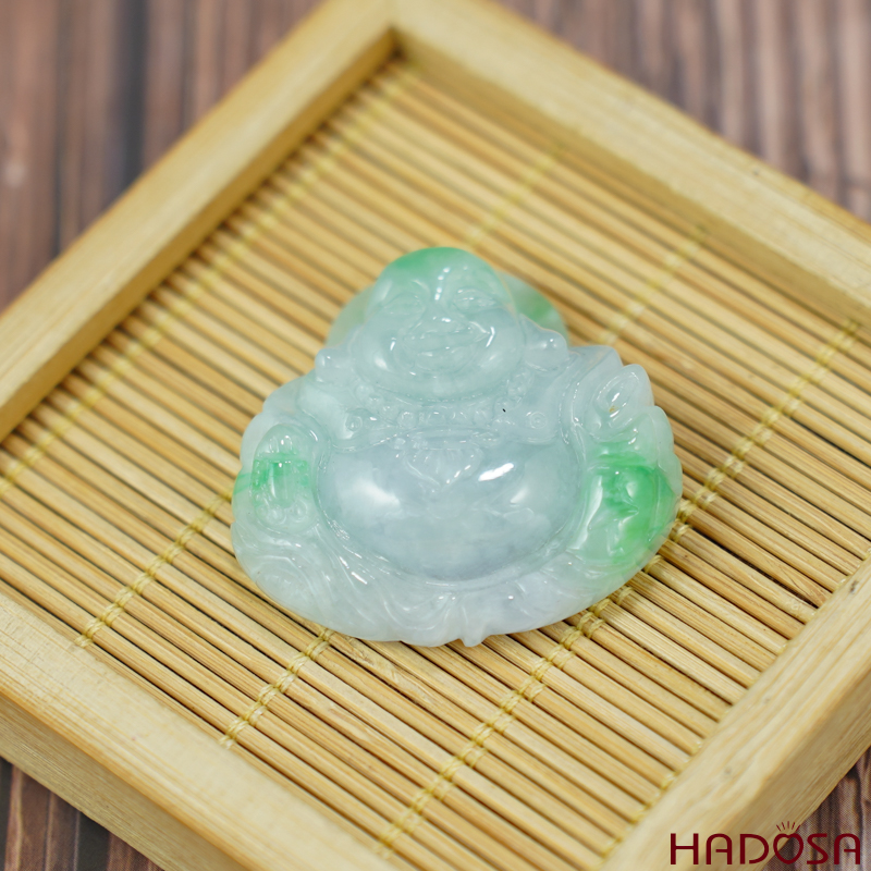 Mặt Di Lặc Cẩm Thạch trắng vân lý 35x35x9mm