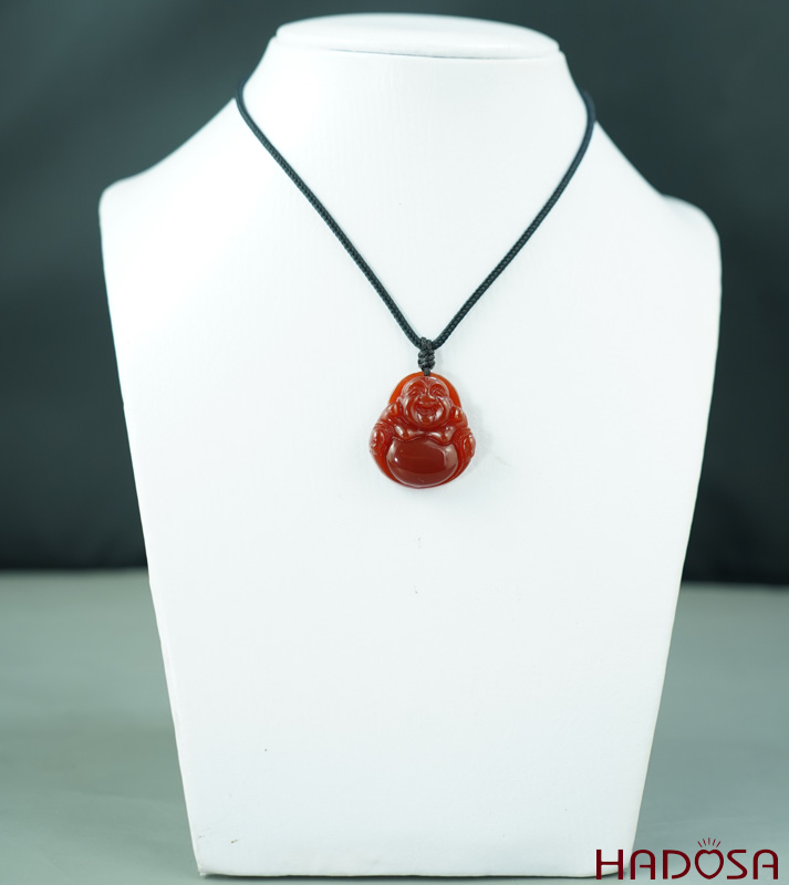 Mặt Phât Di Lạc Mã não đỏ 36x38mm