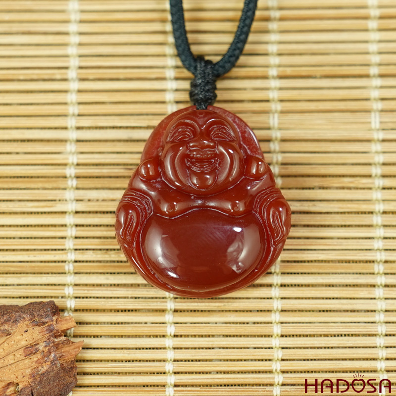 Mặt Phât Di Lạc Mã não đỏ 28x30mm