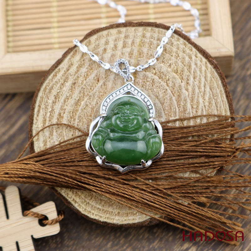 Mặt dây chuyền Ngọc Bích Phật Di Lặc 19*19mm