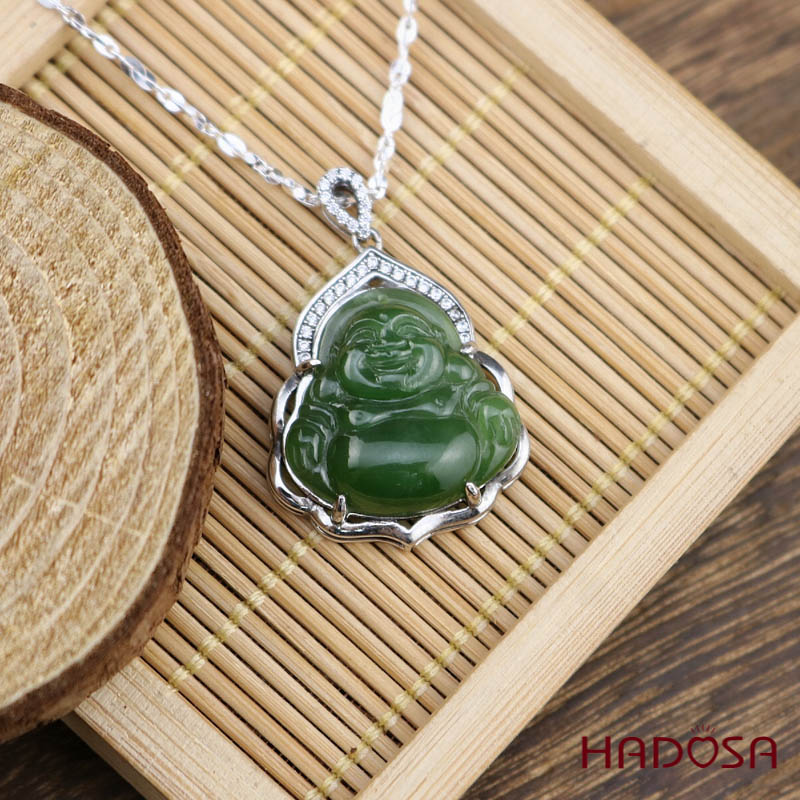 Mặt dây chuyền Ngọc Bích Phật Di Lặc 19*19mm