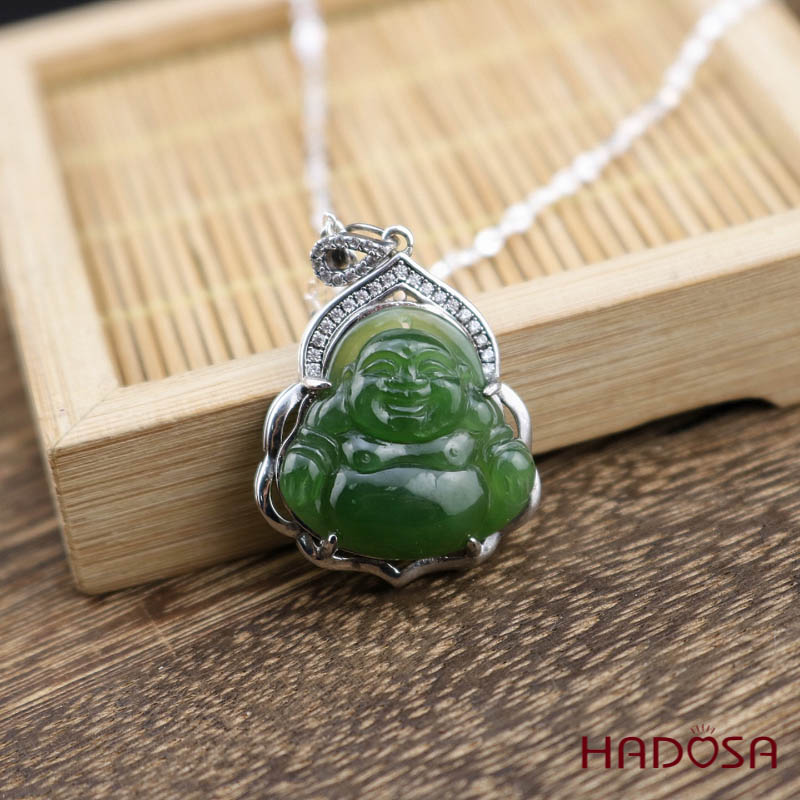 Mặt dây chuyền Ngọc Bích Phật Di Lặc 19*19mm