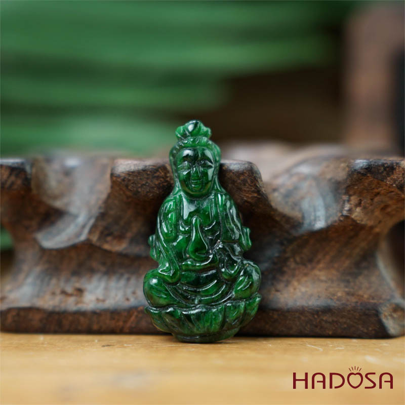 Mặt Quan Âm Ngọc Cẩm Thạch sơn thủy 33x18x4mm