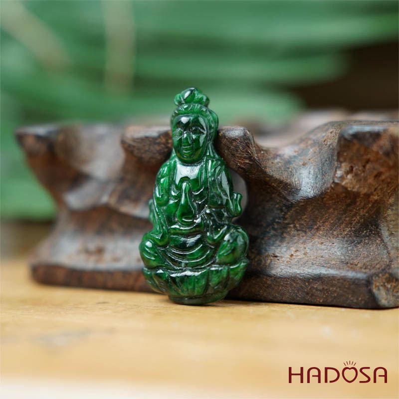 Mặt Quan Âm Ngọc Cẩm Thạch sơn thủy 33x18x4mm