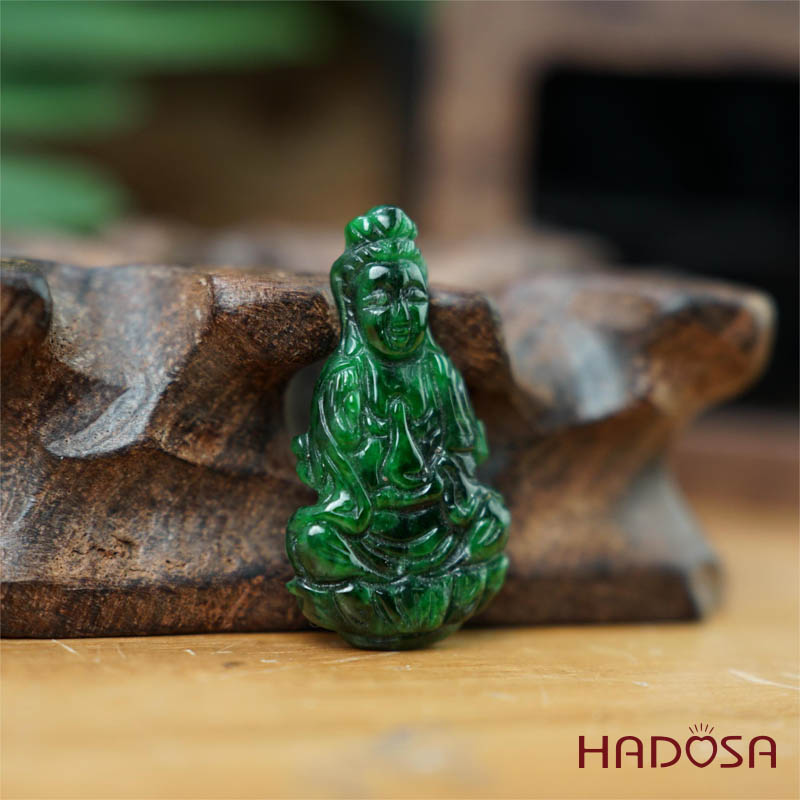 Mặt Quan Âm Ngọc Cẩm Thạch sơn thủy 33x18x4mm