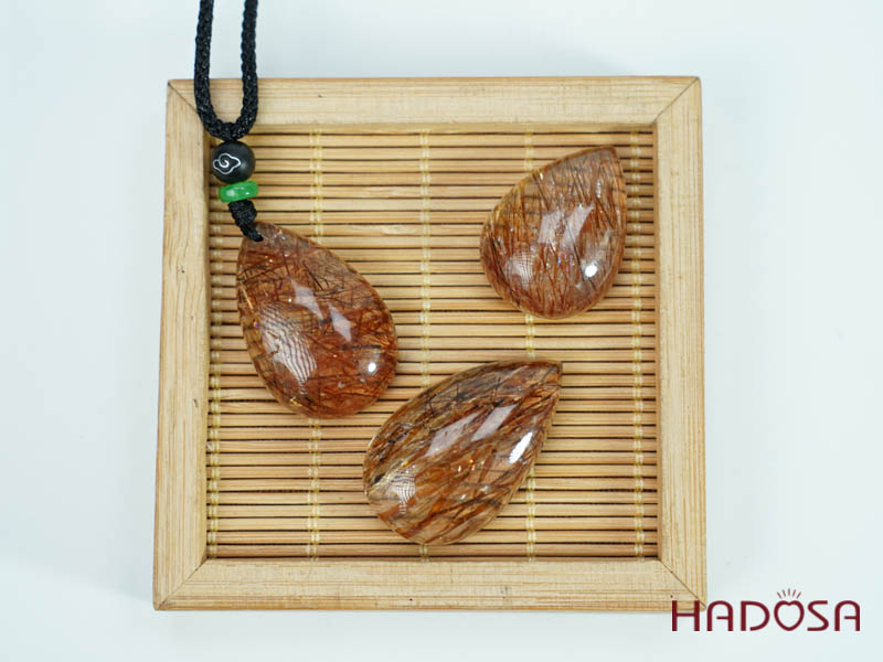 Mặt thạch anh tóc nâu đỏ giọt nước