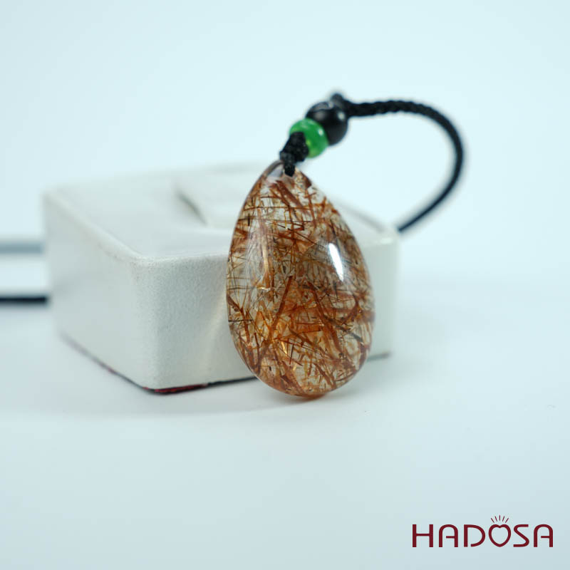 Mặt thạch anh tóc nâu đỏ giọt nước