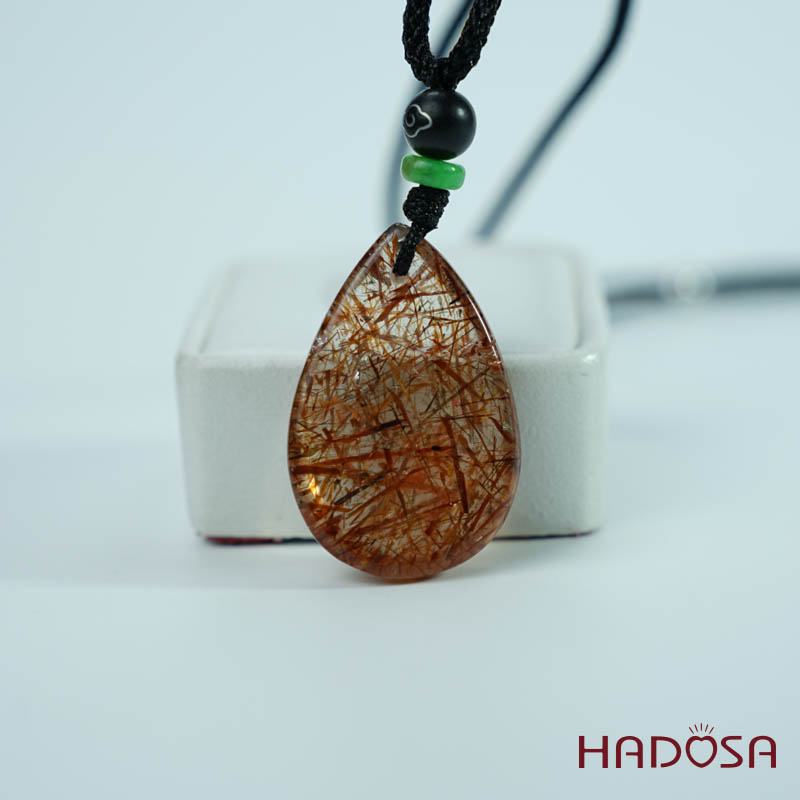 Mặt thạch anh tóc nâu đỏ giọt nước