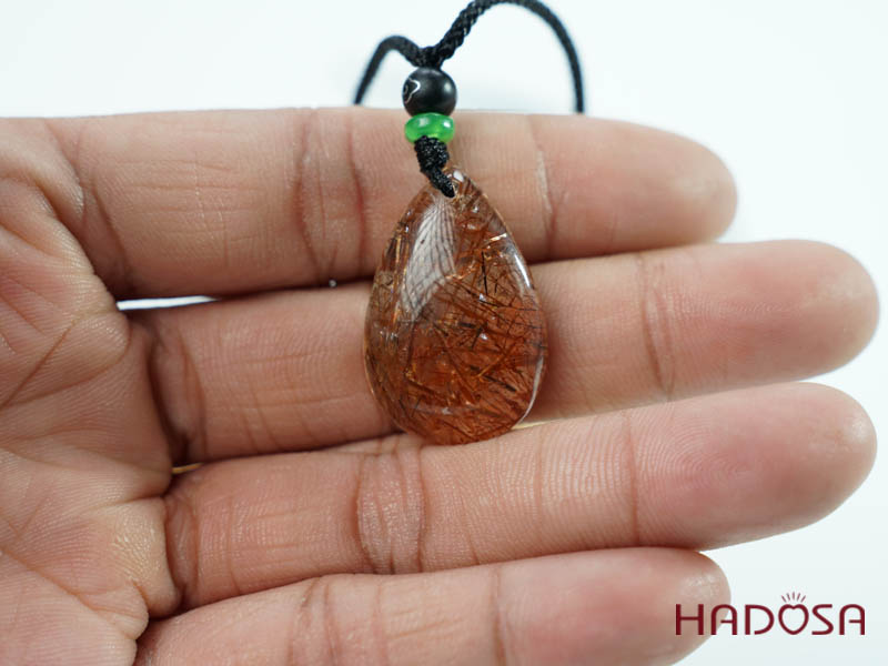 Mặt thạch anh tóc nâu đỏ giọt nước