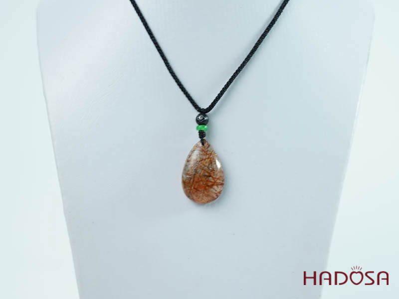 Mặt thạch anh tóc nâu đỏ giọt nước