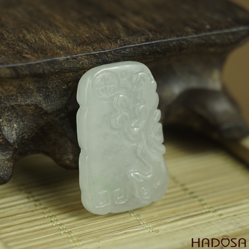 Mặt Cẩm Thạch Vô Sự Bài chạm khắc 18x30x6mm