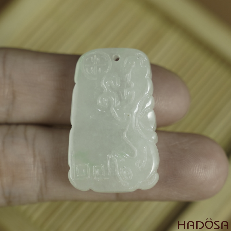 Mặt Cẩm Thạch Vô Sự Bài chạm khắc 18x30x6mm