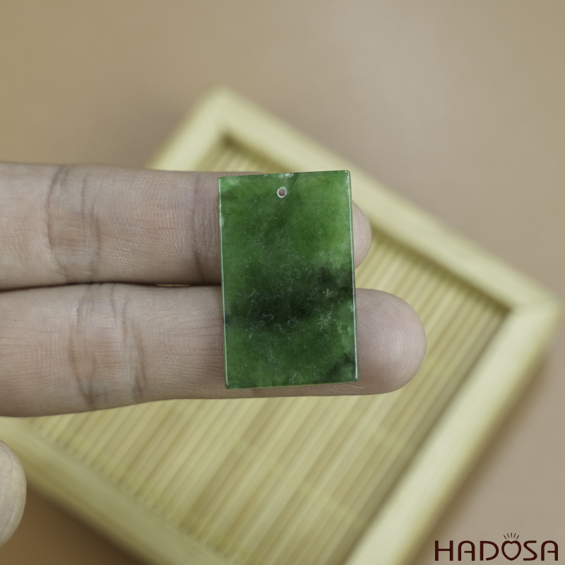 Mặt Cẩm Thạch Vô Sự Bài chữ nhật xanh ngọc 18x28mm