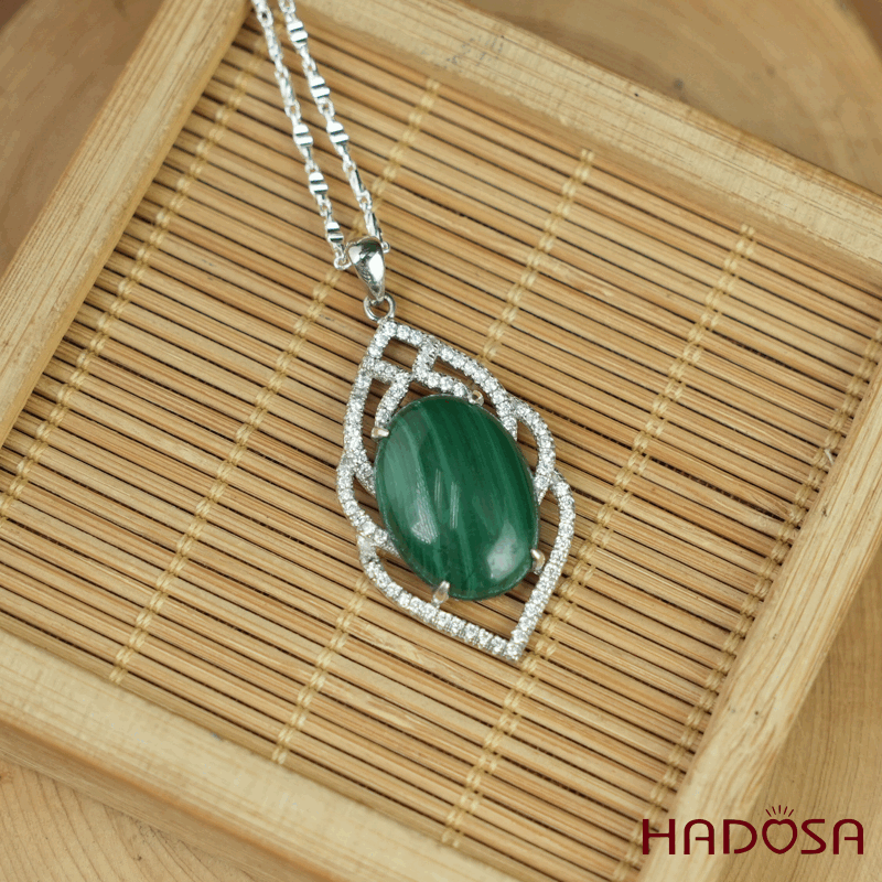 Mặt dây chuyền đá Lông công bạc 925