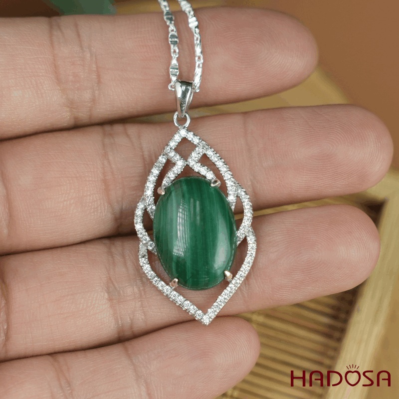 Mặt dây chuyền đá Lông công bạc 925