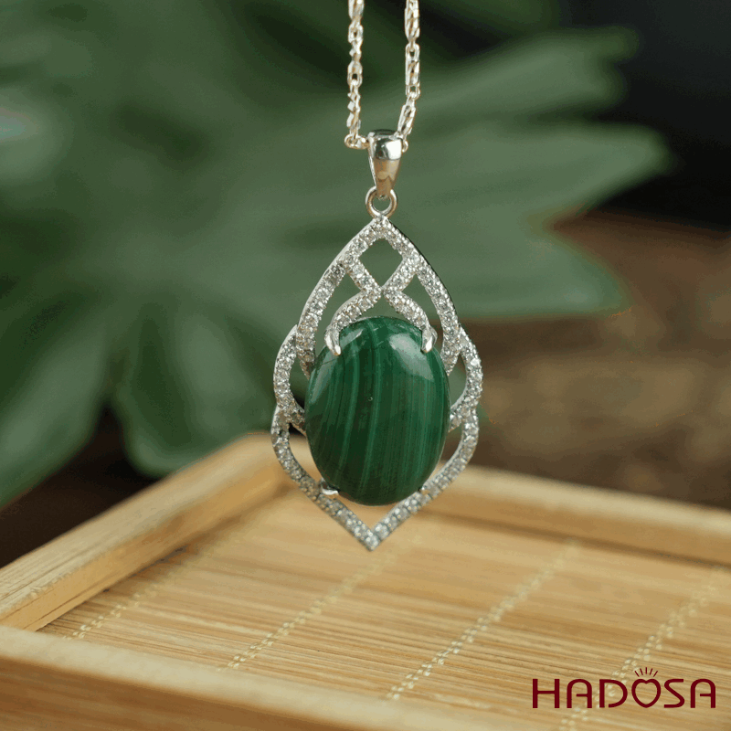 Mặt dây chuyền đá Lông công bạc 925