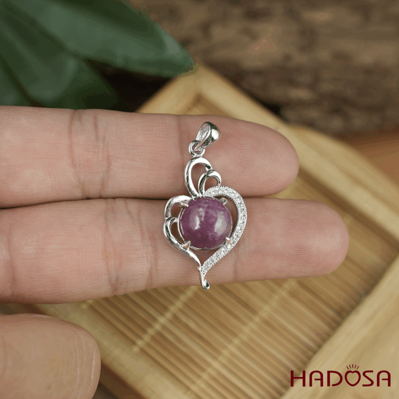 Mặt dây chuyền Ruby Nam Phi tròn 10mm bạc 925