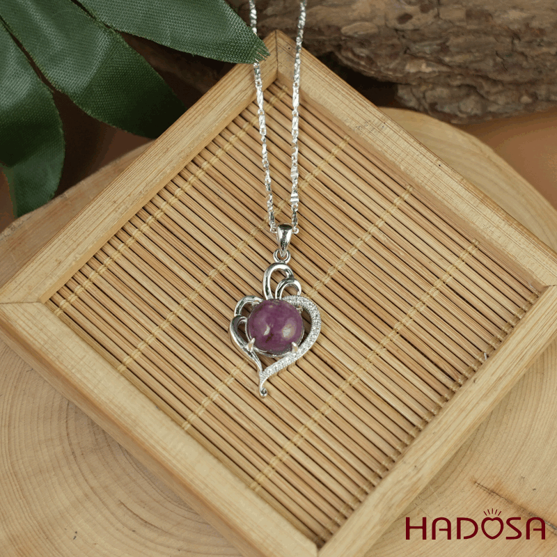 Mặt dây chuyền Ruby Nam Phi tròn 10mm bạc 925