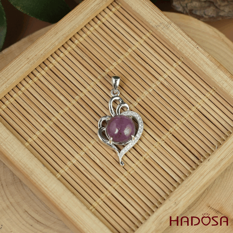 Mặt dây chuyền Ruby Nam Phi tròn 10mm bạc 925