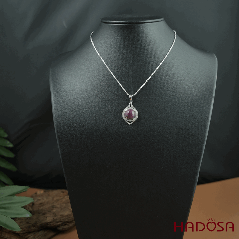 Mặt dây chuyền Ruby Phi tròn 11mm bạc 925