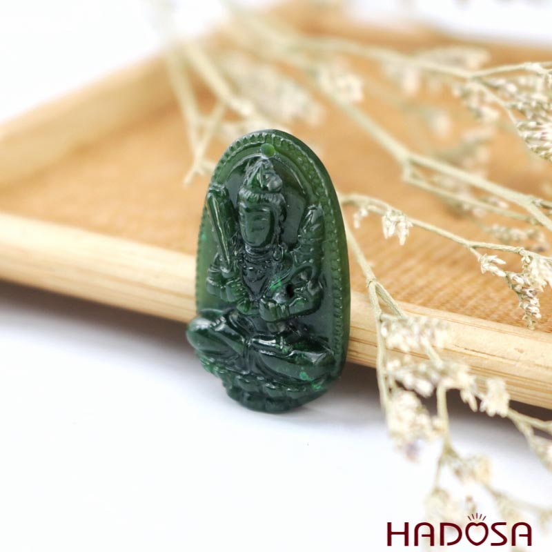 Mặt Ngọc Bích Hư Không Tạng Bồ Tát (Sửu, Dần) 30x18mm