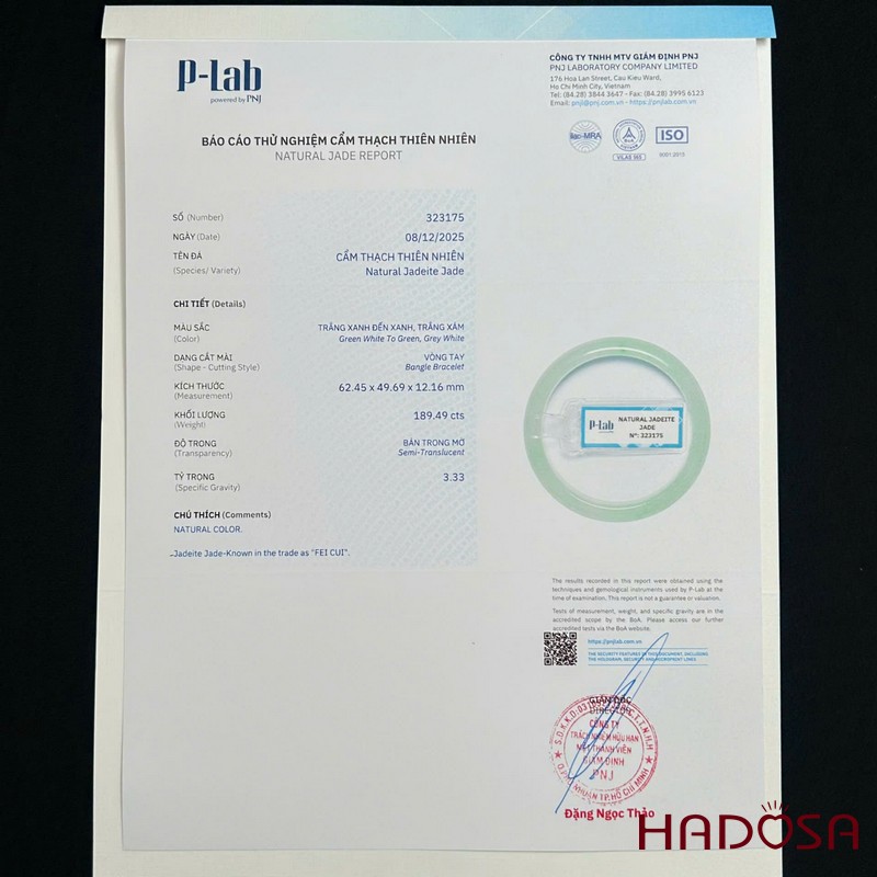 Vòng kiềng Cẩm thạch bản hẹ xanh trong ni 49 | HADOSA
