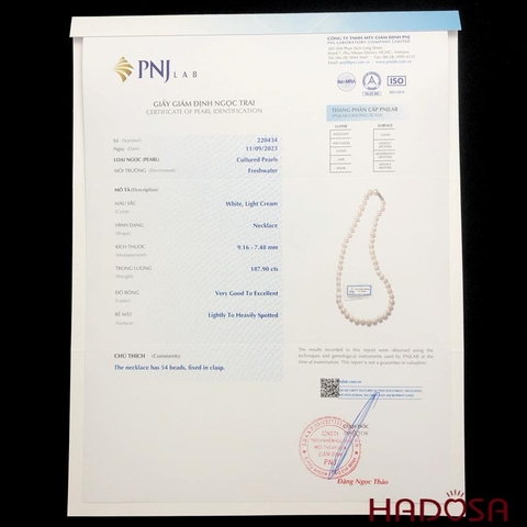 Vòng cổ Ngọc trai trắng 8mm 4A