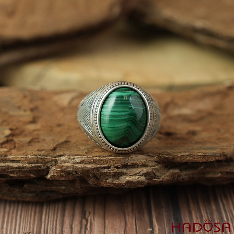 Nhẫn bạc 925 đá Lông Công 12*16mm