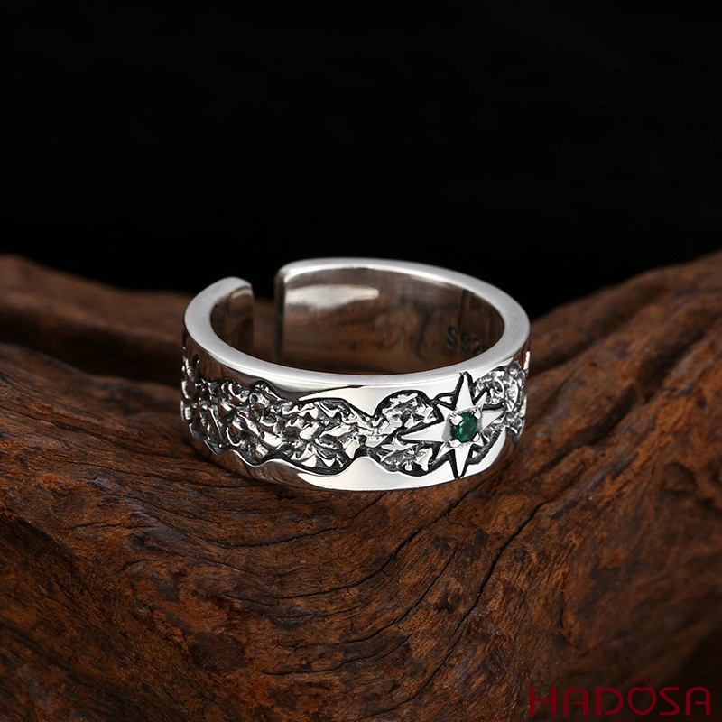 Nhẫn Bạc Nam Sao Tám Ánh Sáng Dẫn Đường