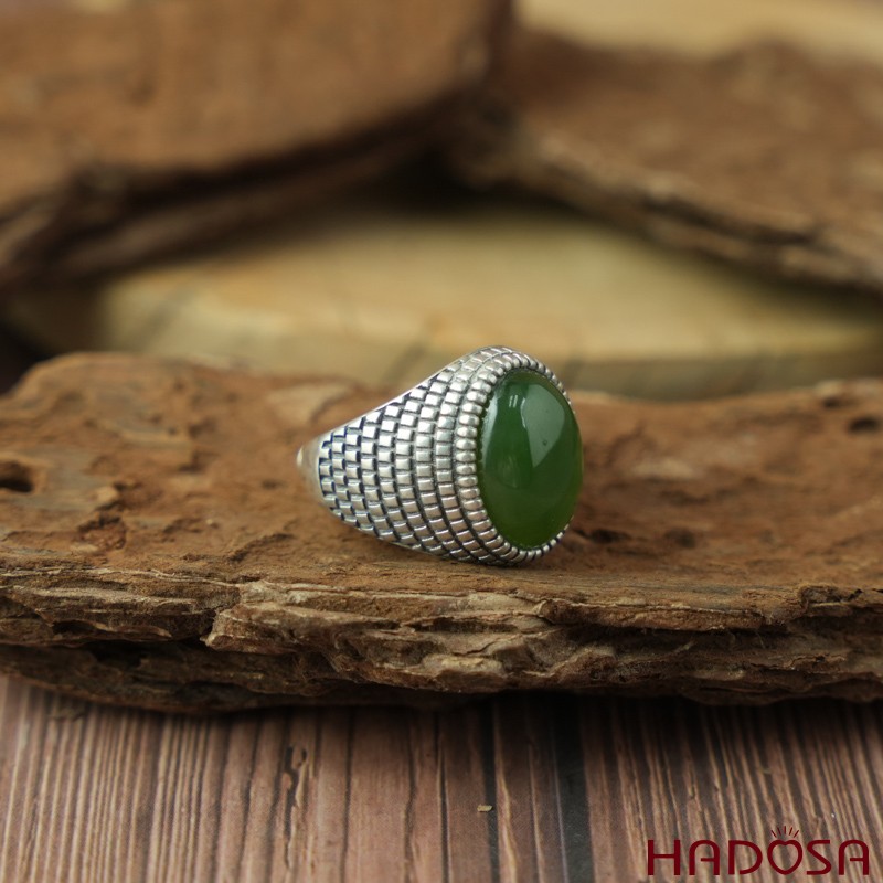 Nhẫn nam bạc 925 Ngọc bích Canada
