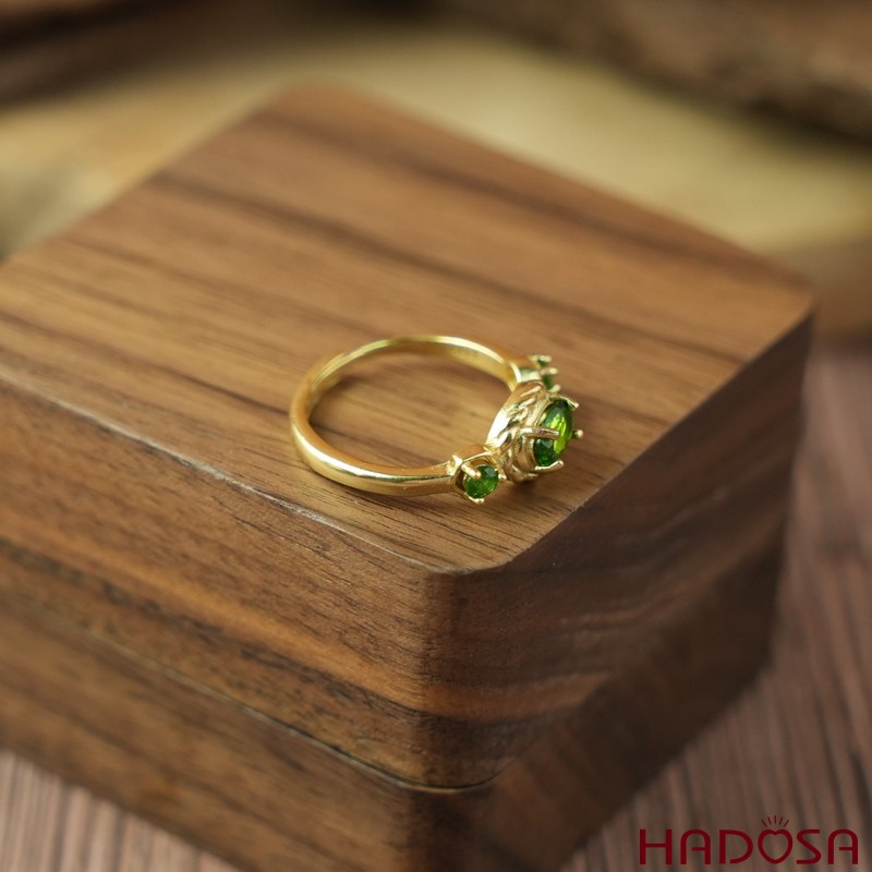 Nhẫn đá Diopside 4*6mm bạc 925
