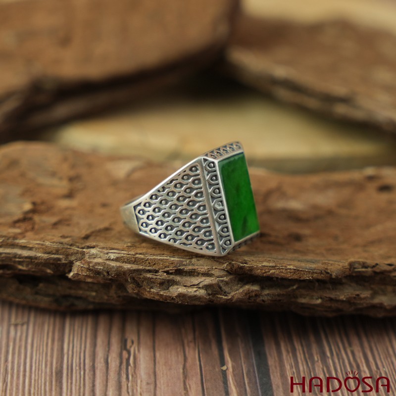 Nhẫn bạc 925 mặt Cẩm thạch sơn thuỷ