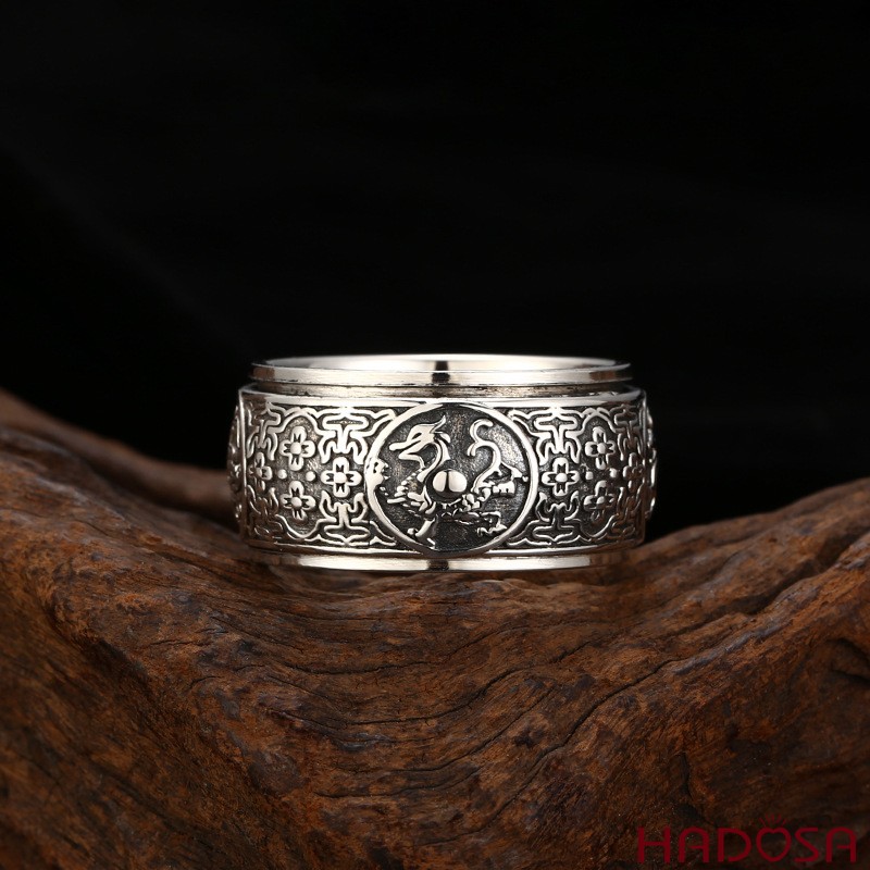 Nhẫn Bạc Tứ Linh Xoay Quyền Năng Hộ Mạng