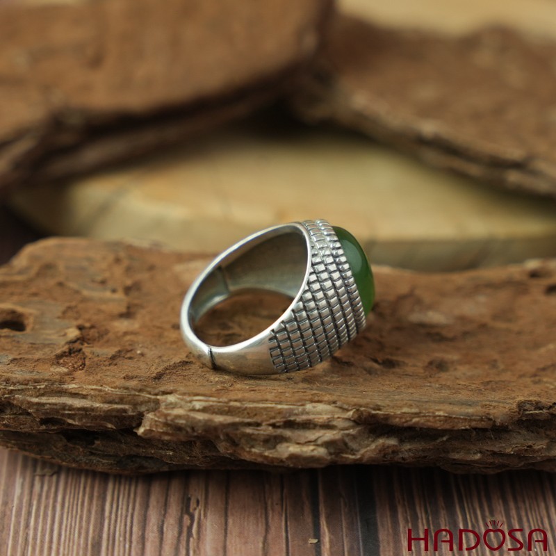 Nhẫn nam bạc 925 Ngọc bích Canada