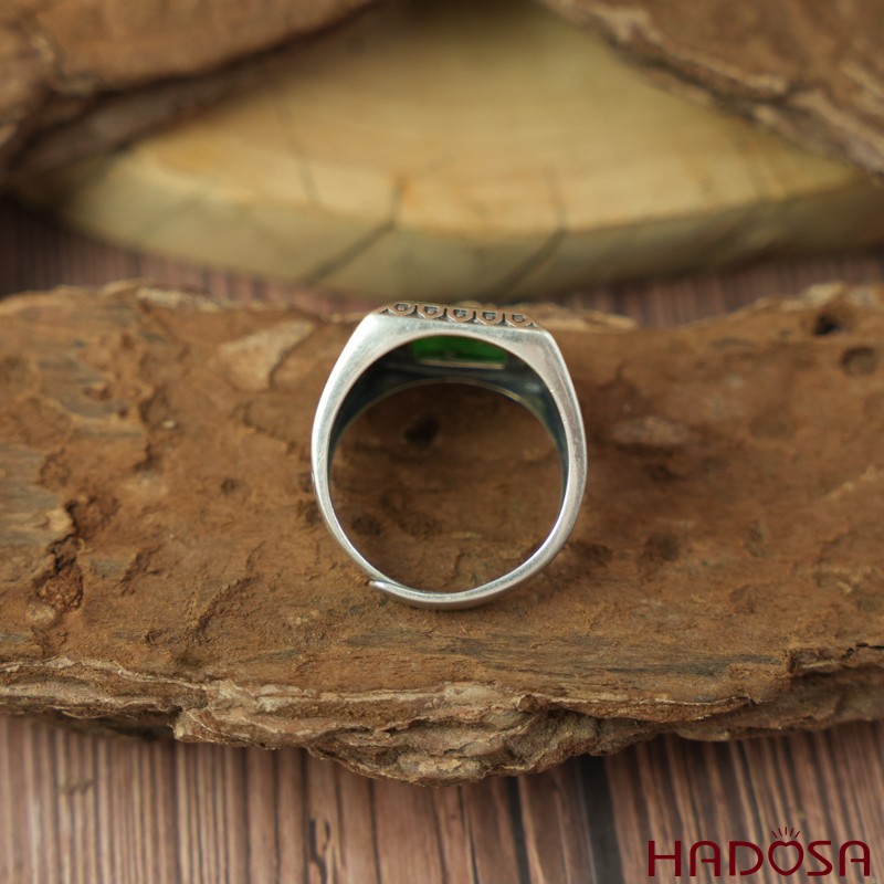 Nhẫn bạc 925 mặt Cẩm thạch sơn thuỷ