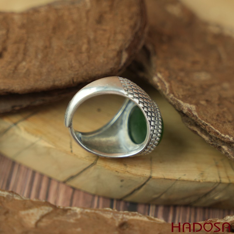Nhẫn nam bạc 925 Ngọc bích Canada
