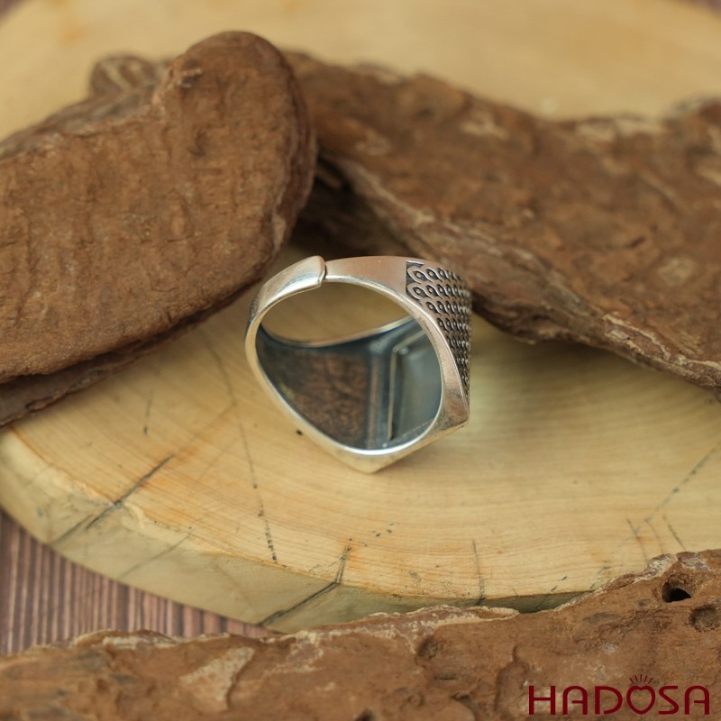 Nhẫn bạc nam 925 mặt đá Aquamarine 10x15mm