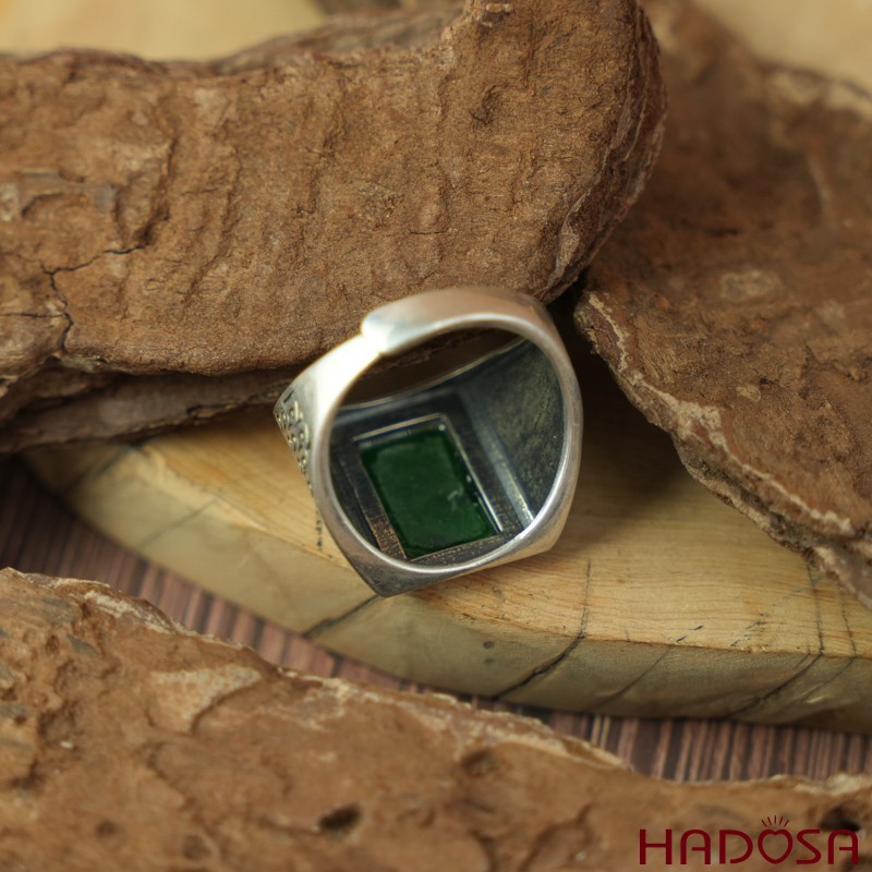 Nhẫn bạc 925 mặt Cẩm thạch sơn thuỷ